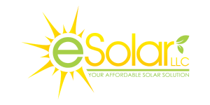 ESolar LLC logo with yellow sunburst and green text, plus tagline “Your Affordable Solar Solution”