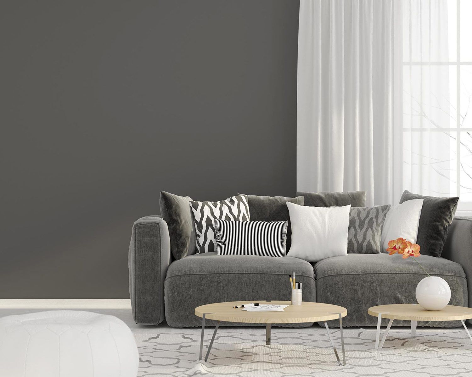 A Living Room with A Couch, Coffee Table, and Curtains — Creative Curtains & Blinds In Tweed Heads South, NSW