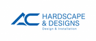 AC Hardscape & Designs logo in blue with &ldquo;Design & Installation&rdquo; tagline