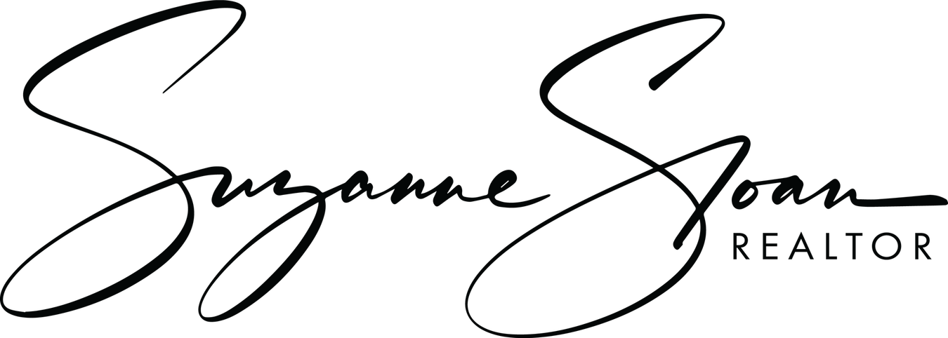 Suzanne Joan Realtor signature logo in black script on a white background