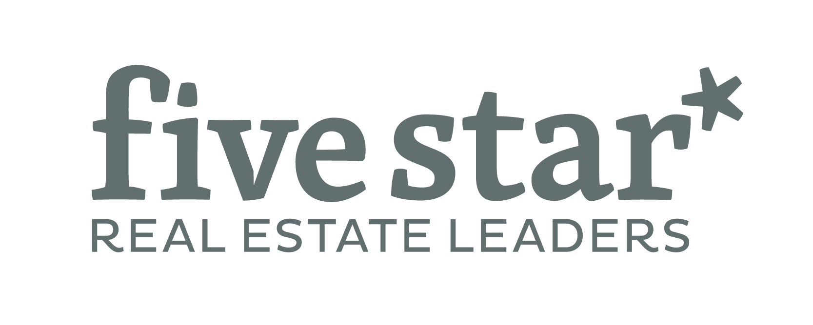 Five Star Real Estate Leaders logo in gray text with a star icon