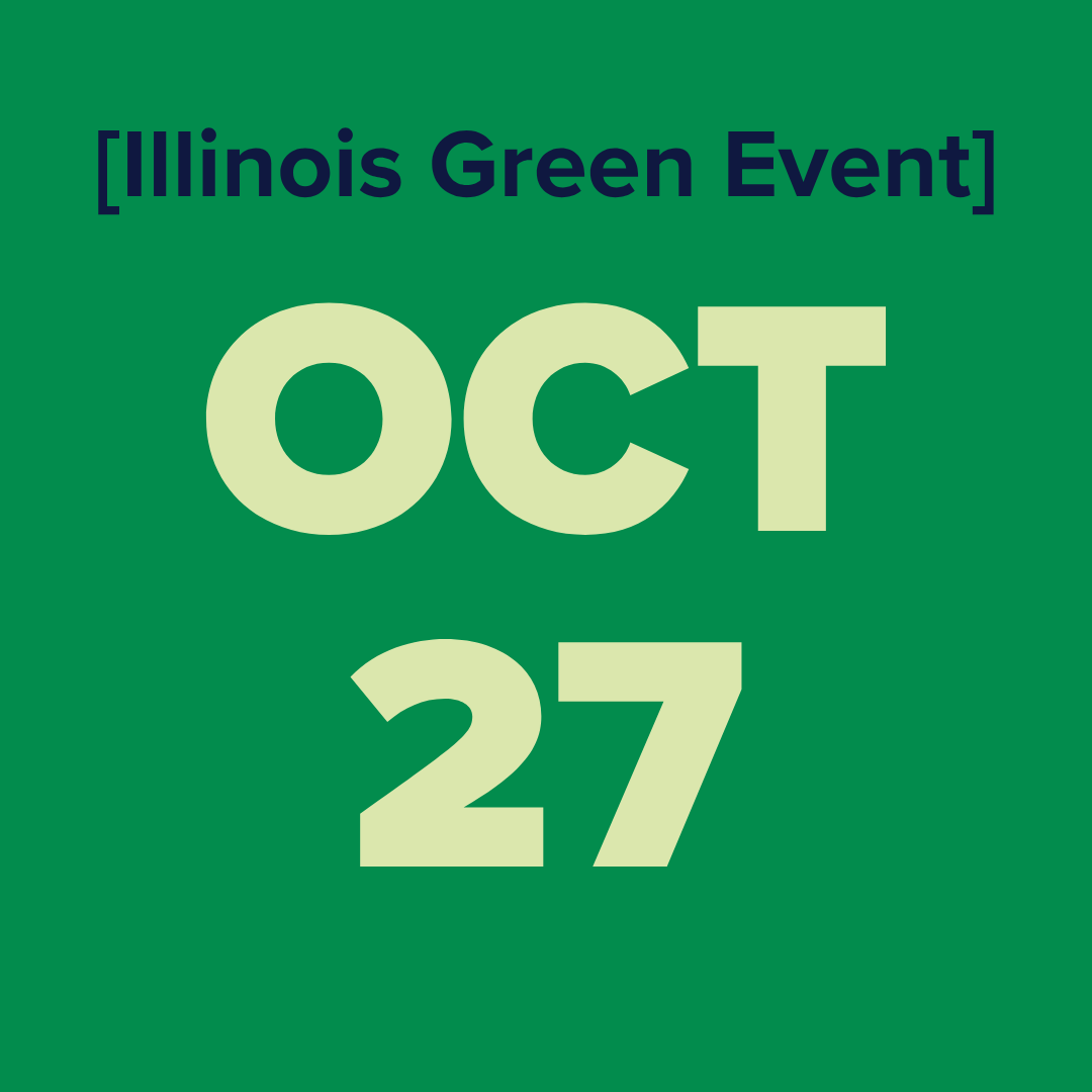 The logo for the illinois green alliance is a green map of illinois.