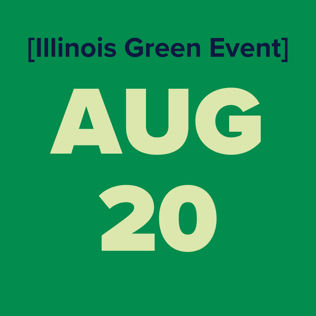 The logo for the illinois green alliance is a green map of illinois.
