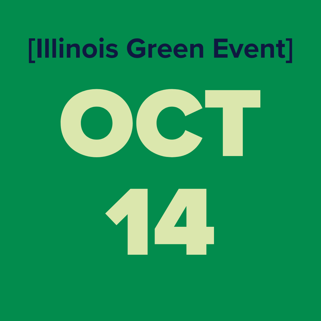 The logo for the illinois green alliance is a green map of illinois.