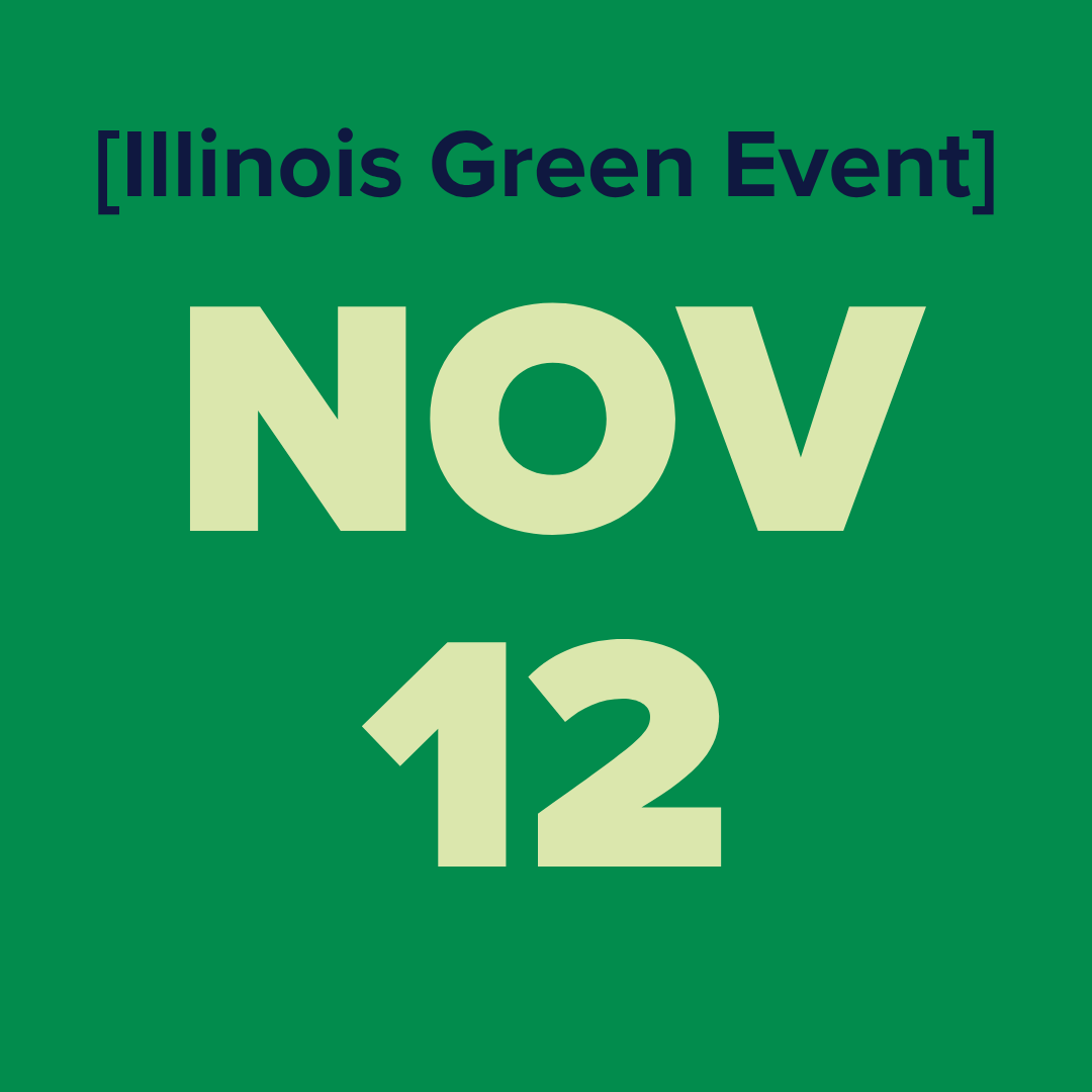 The logo for the illinois green alliance is a green map of illinois.