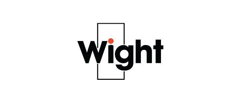 The logo for wight is black and white with a red circle in the middle.
