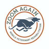 A logo for zoom again mobile veterinary rehabilitation