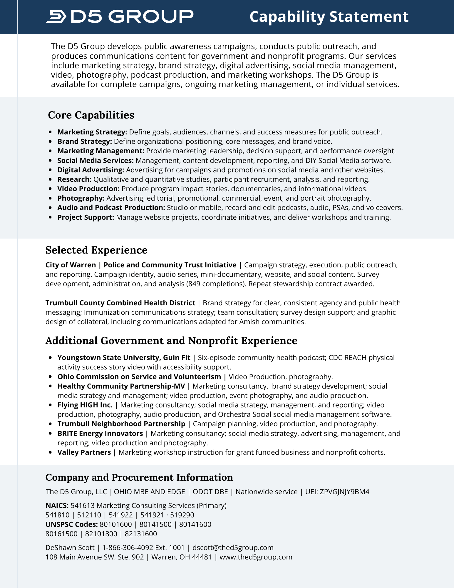 The D5 Group Capability Statement