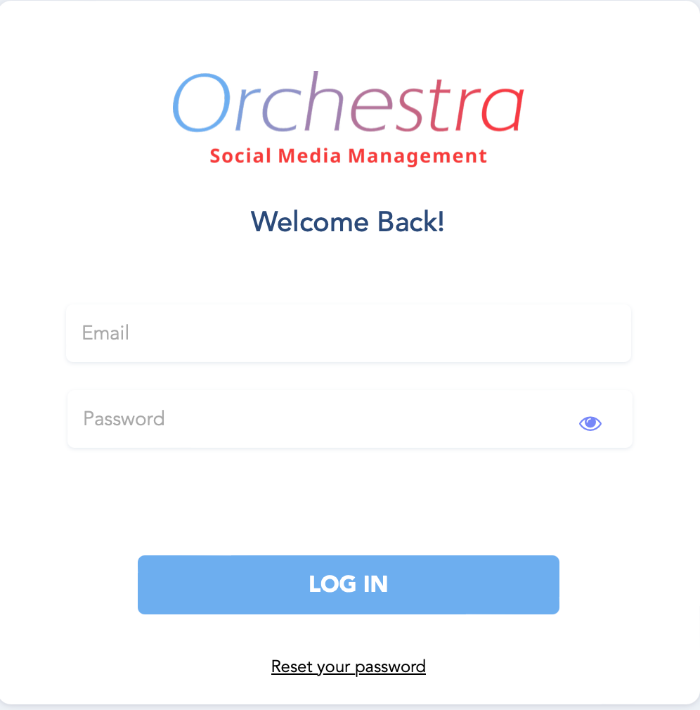 Orchestra Social Dashboard Login