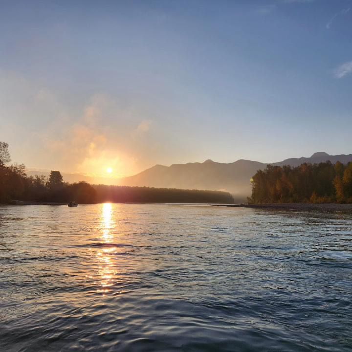 Nooksack River with fall colors Whatcom County Washington salmon fishing