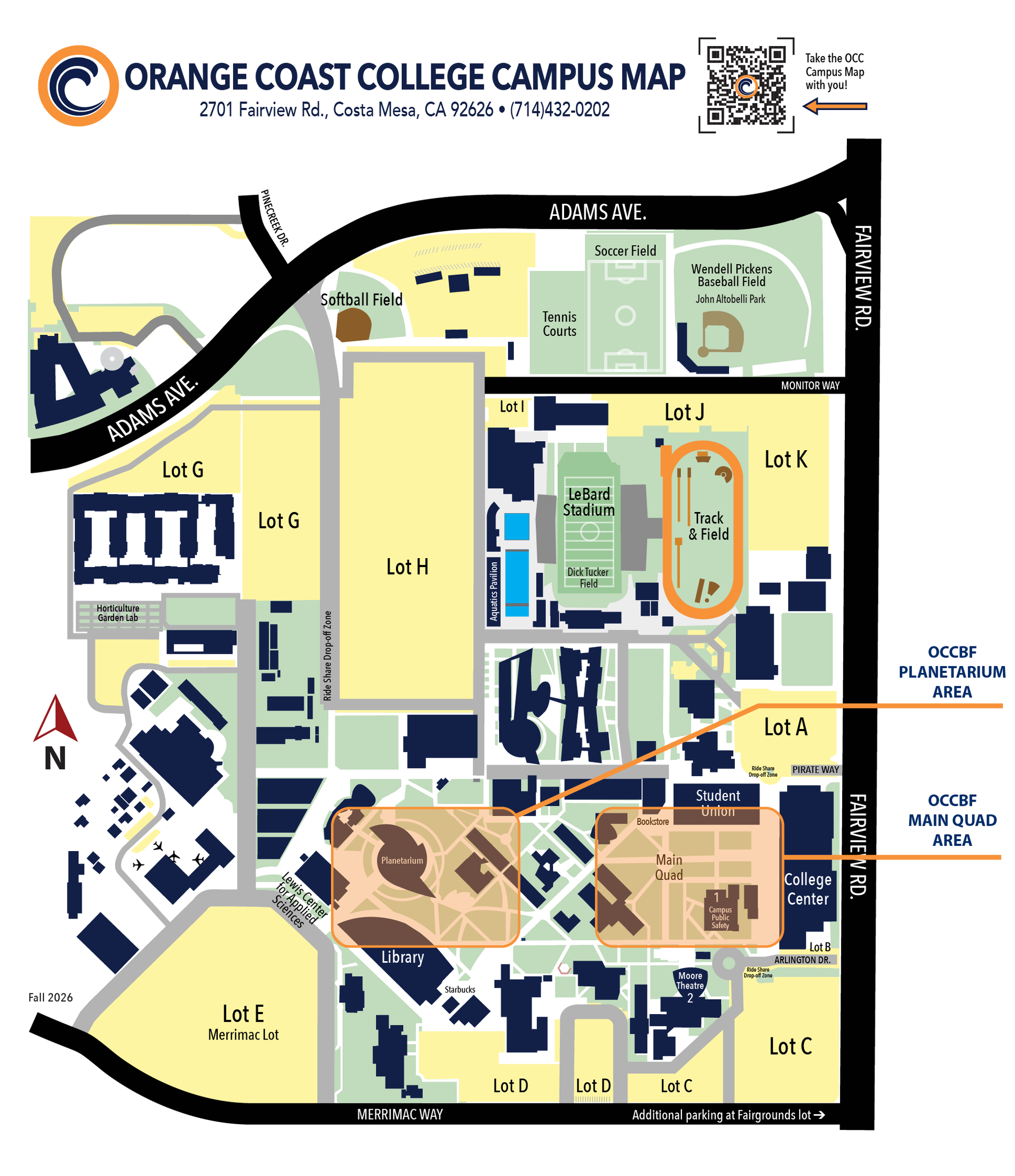 Orange Coast College campus map preview with the festival location highlighted.