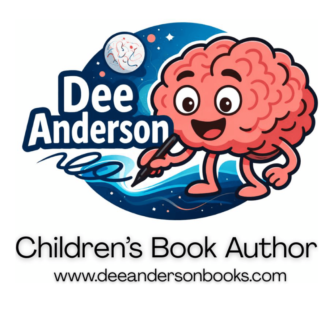 Cartoon brain doodling. Text: Dee Anderson. Children