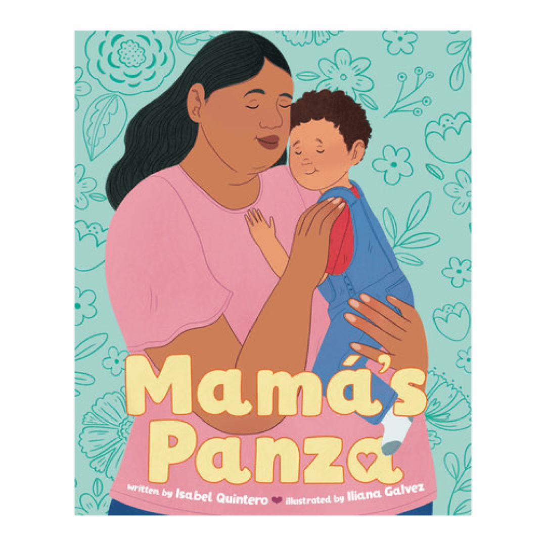 Woman holding young child. Text: Mamá