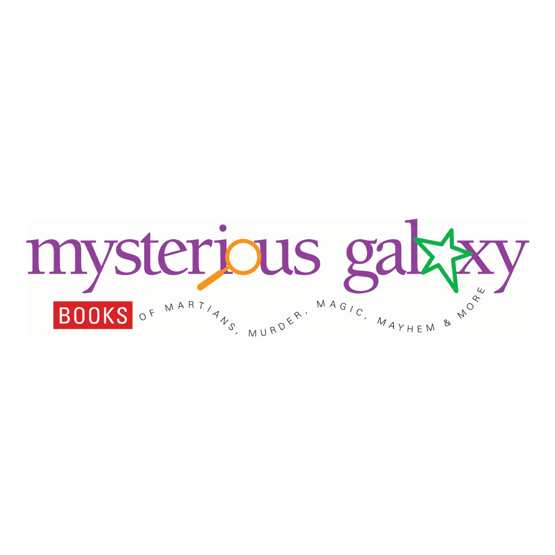 Mysterious Galaxy Books logo. Text: Of Martians, Murder, Magic, Mayhem & More
