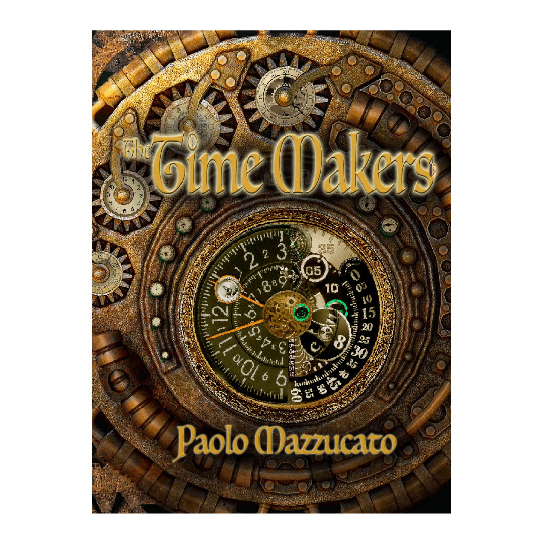 Antique-looking time machine dials. Text: Time Makers