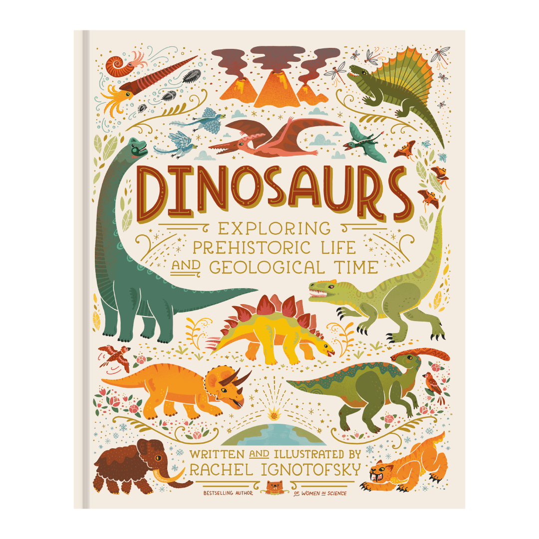 Dinosaurs and prehistoric animals. Text: Dinosaurs: Exploring Prehistoric Life and Geological time