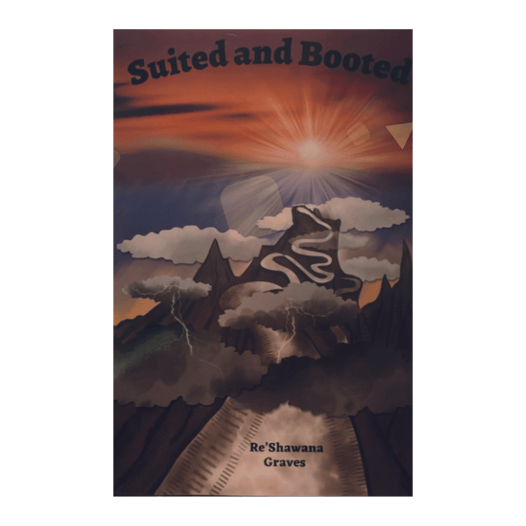A long curvy path up a mountain. Text: Suited and Booted