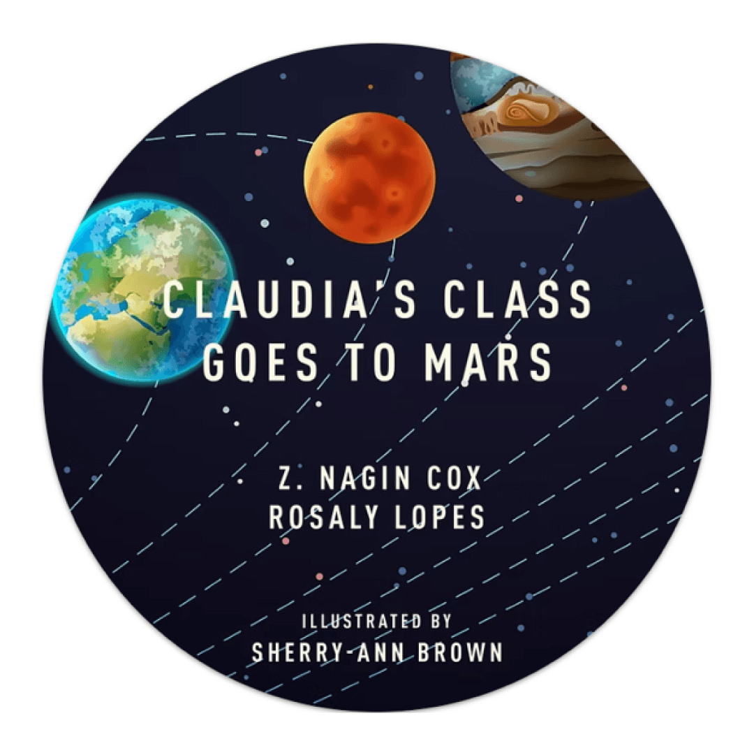 Earth and two planets in the solar system. Text: Claudia