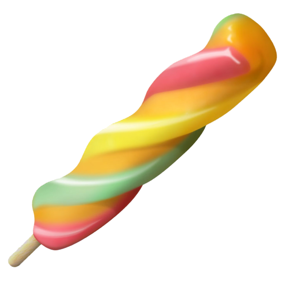 Kleurrijke, gedraaide regenbooglolly op een stokje