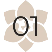 Beige flower emblem with a dark 07 overlaid in the center