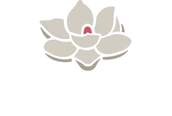 Stylized beige and pink lotus flower icon on a white background