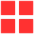 Four red rounded squares arranged in a 2x2 grid on a white background