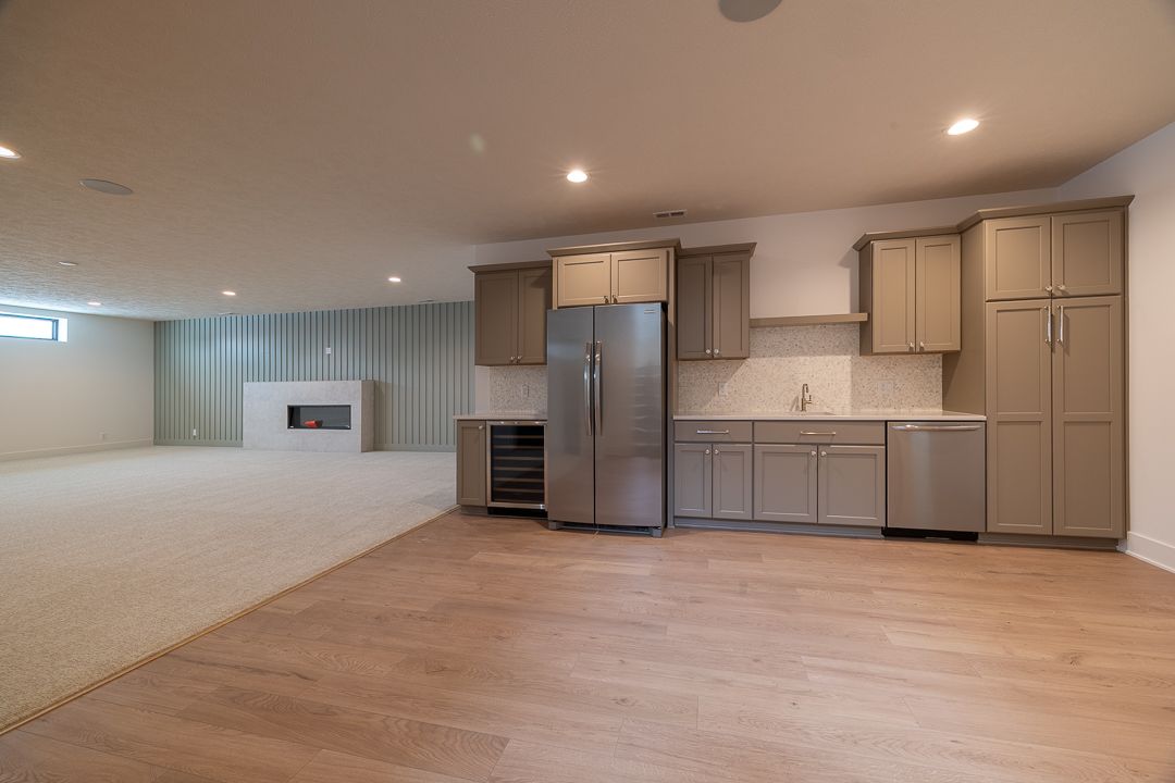 Modern Basement Kitchenette Area.