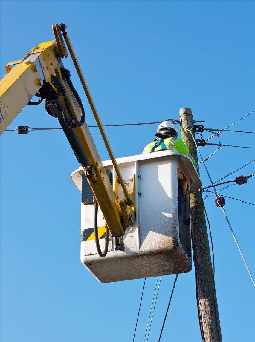 Telecoms Engineer on Cherry Picker