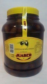 Tarro marrón con etiqueta amarilla y tapa amarilla, etiquetado como “JUABER”.