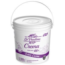 Crema doble La Paulina de 1 kg en envase blanco con tapa transparente y etiqueta morada.