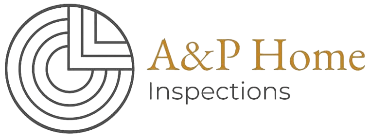 A&P Home Inspections logo with circular gray icon and gold and gray text