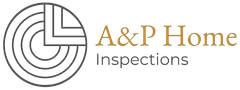A&P Home Inspections logo with circular gray icon and gold and gray text