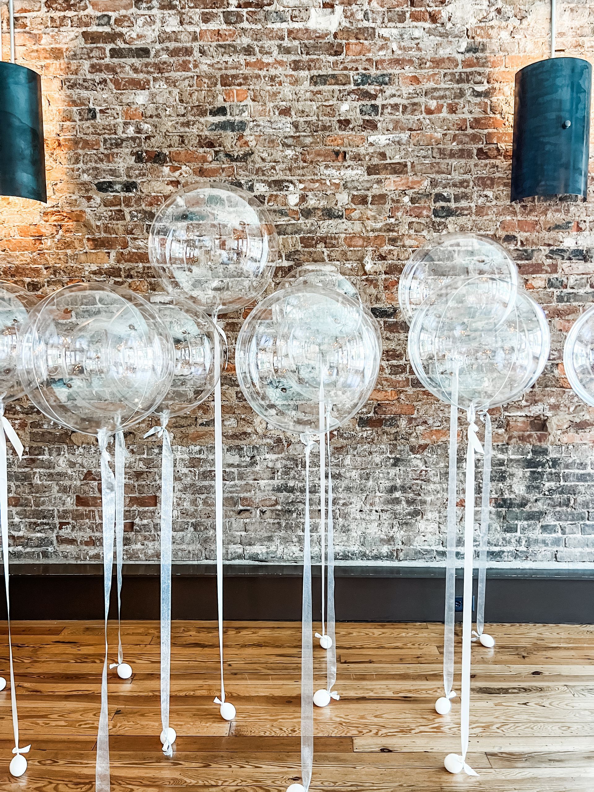 Clear helium bubble balloons