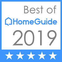 HomeGuide Best of 2019 award badge with blue stars and logo