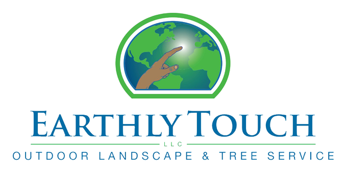 Earthly Touch outdoor landscape and tree service logo with globe and tree graphic