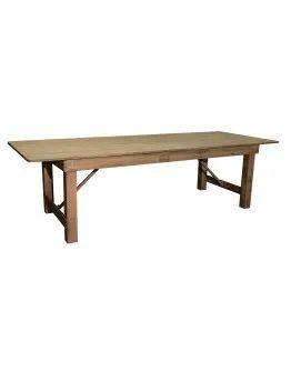 Wooden picnic table on a white background