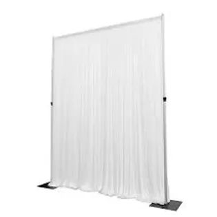White floor-to-ceiling privacy curtain on a freestanding frame
