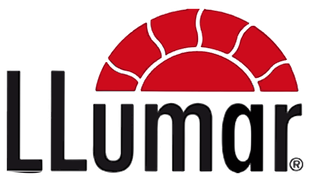 LLumar logo with red sun-like design above black text.