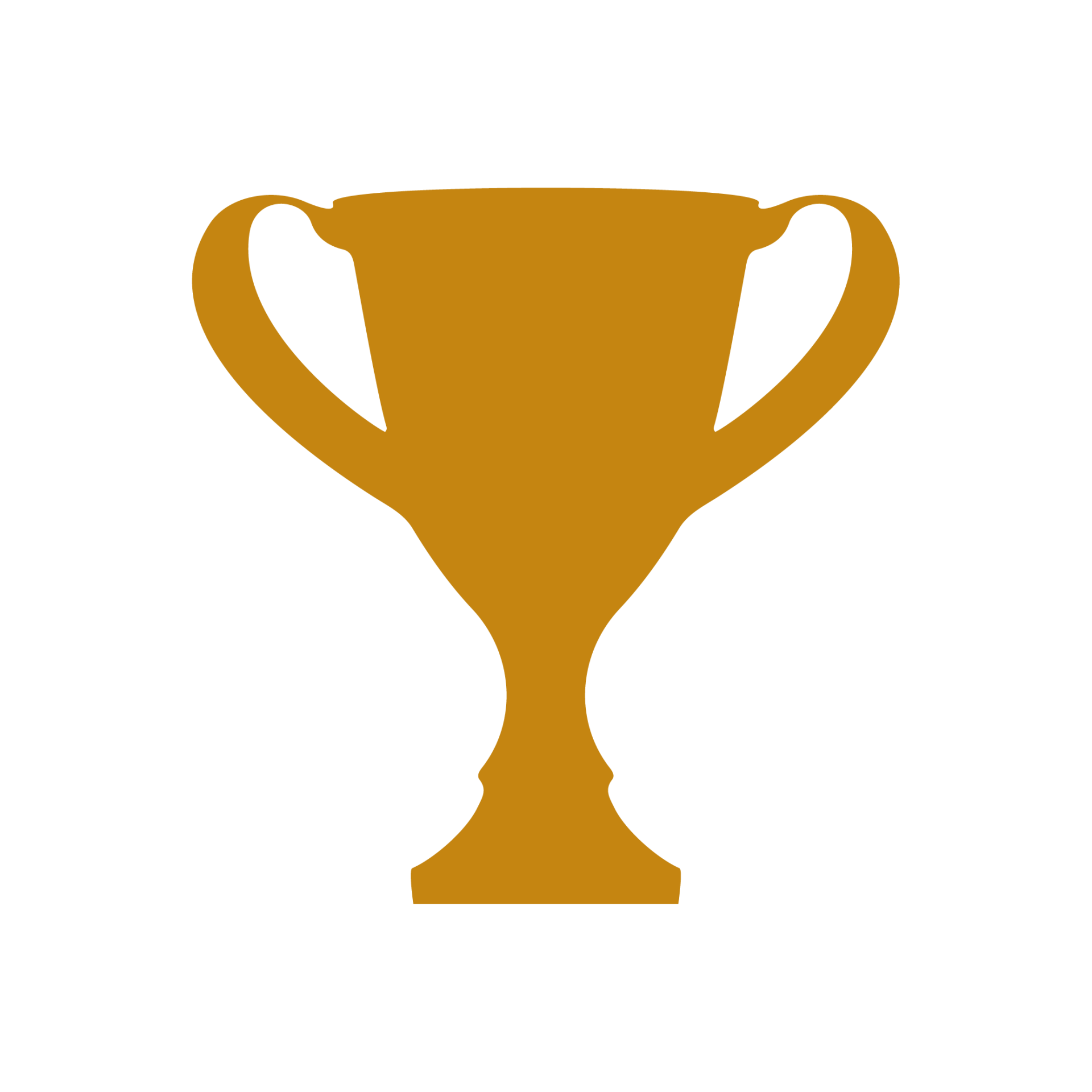 Gold trophy cup icon with two handles