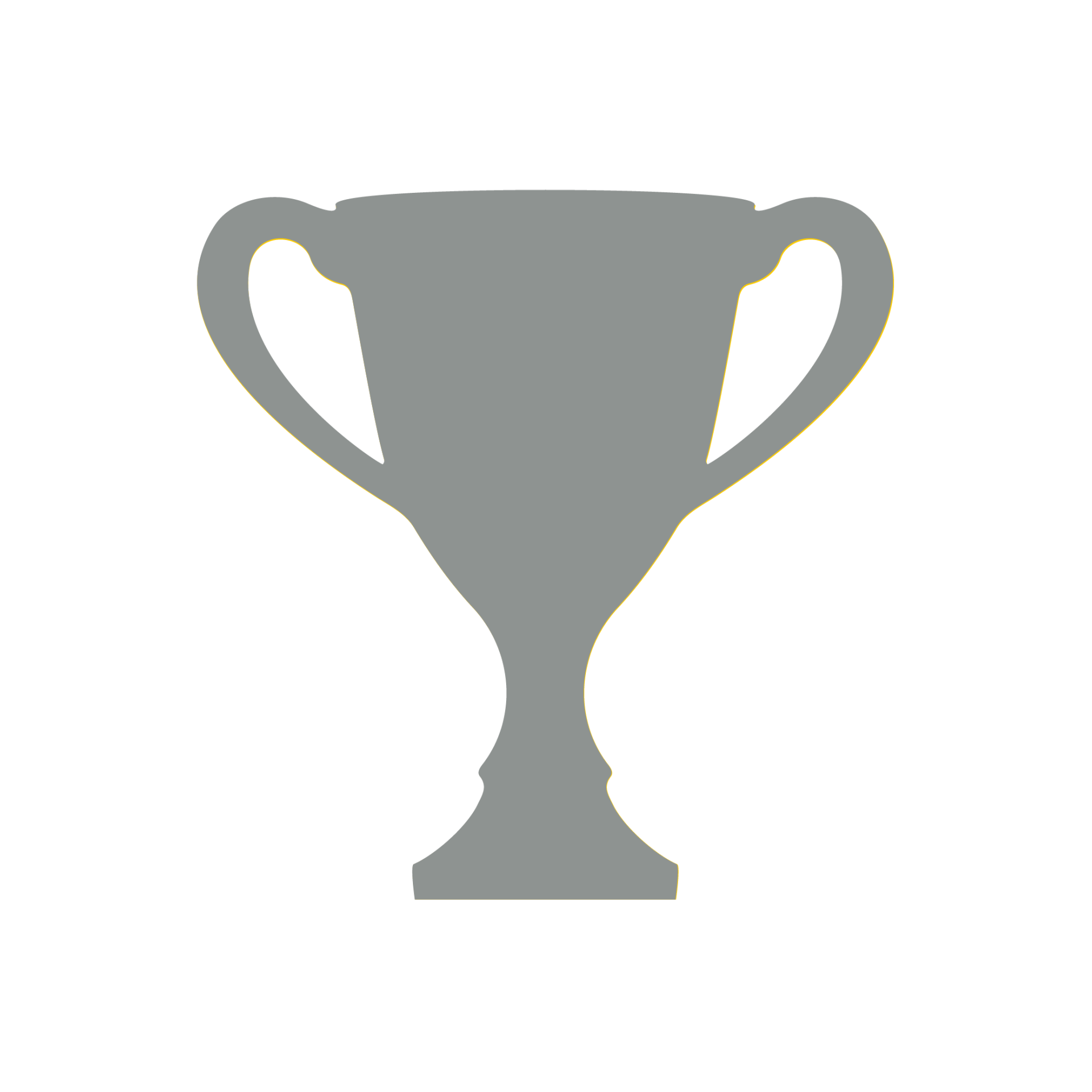 Gray trophy cup icon on a white background