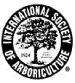 The logo for the international society of arboriculture shows a tree in a circle.