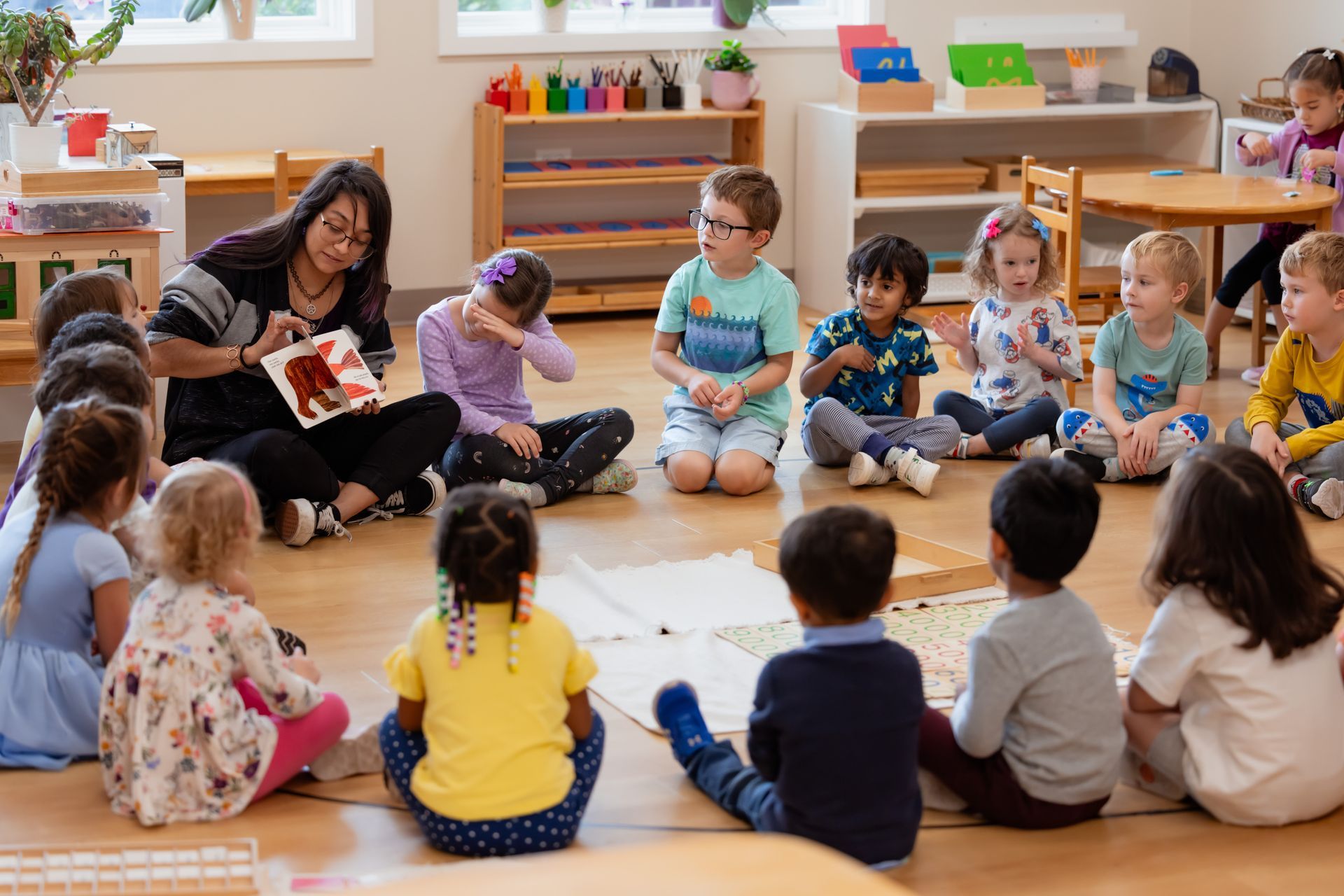 Montessori children during story time