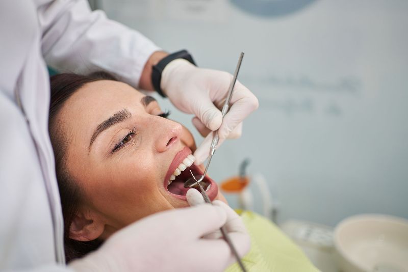 Woman getting a dental check-up