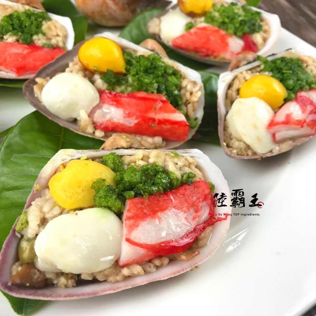 干貝風米糕  干貝海鮮米糕 附貝殼容器 10入 年菜／油飯  【陸霸王】