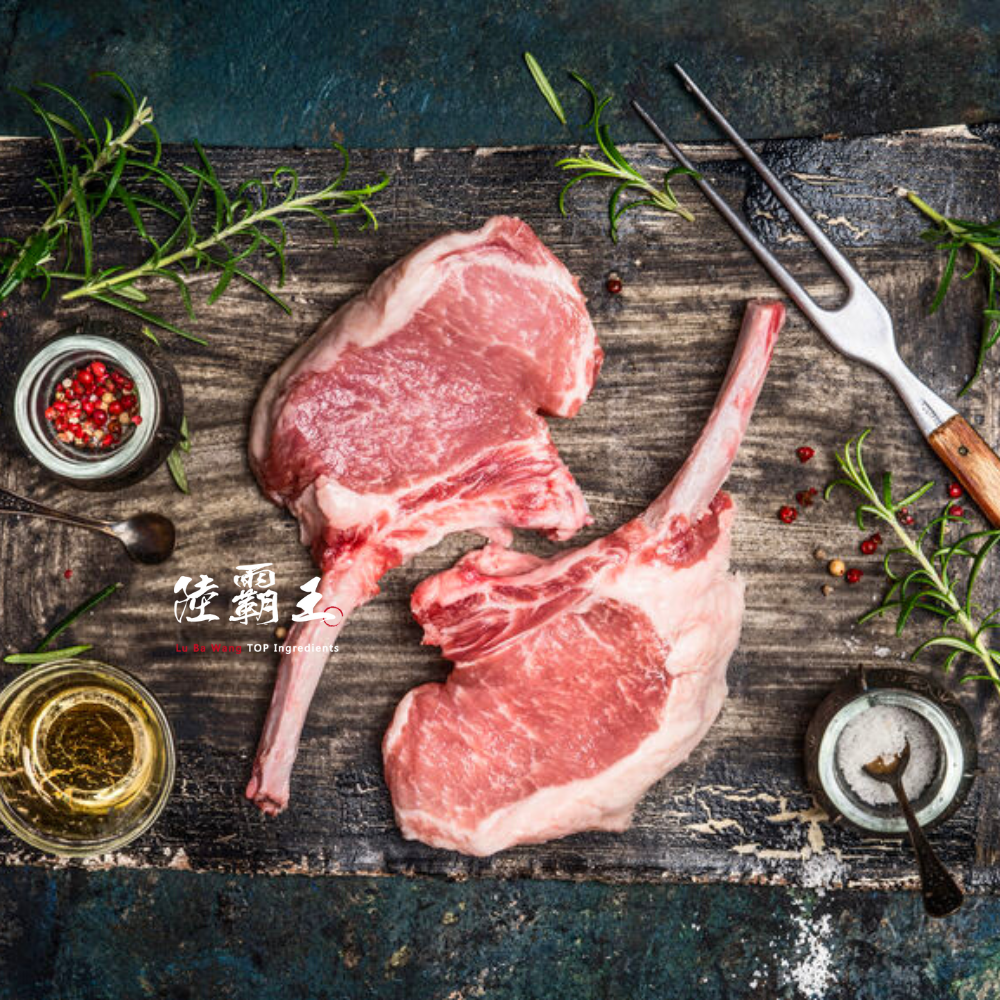 【$249下殺$199現省$50】戰斧豬排200G_黑豚肉 原味帶骨豬排  烤肉 可氣炸【陸霸王】