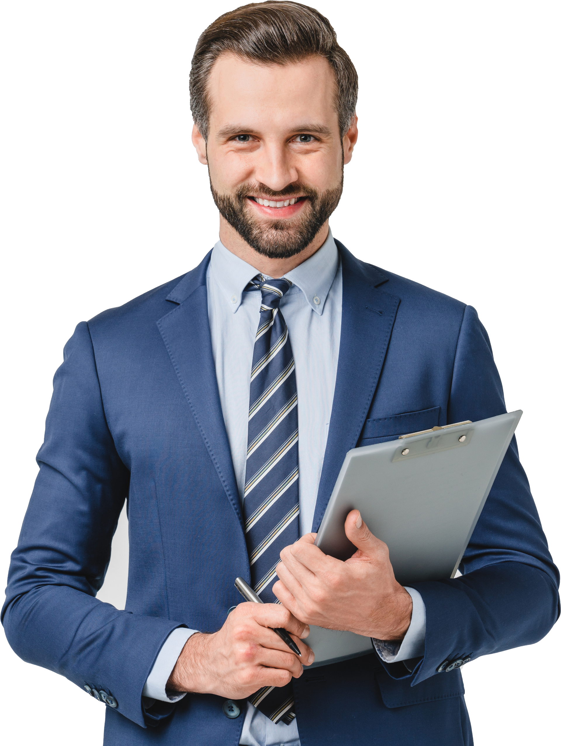 Male auditor inspector examiner controller businessman writing o