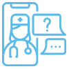 A doctor with a stethoscope is talking to a patient on a cell phone.