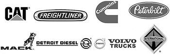 logos for cat freightliner peterbilt detroit diesel volvo trucks and mack