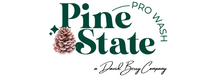 A pine state pro wash logo with a pine cone in the middle.