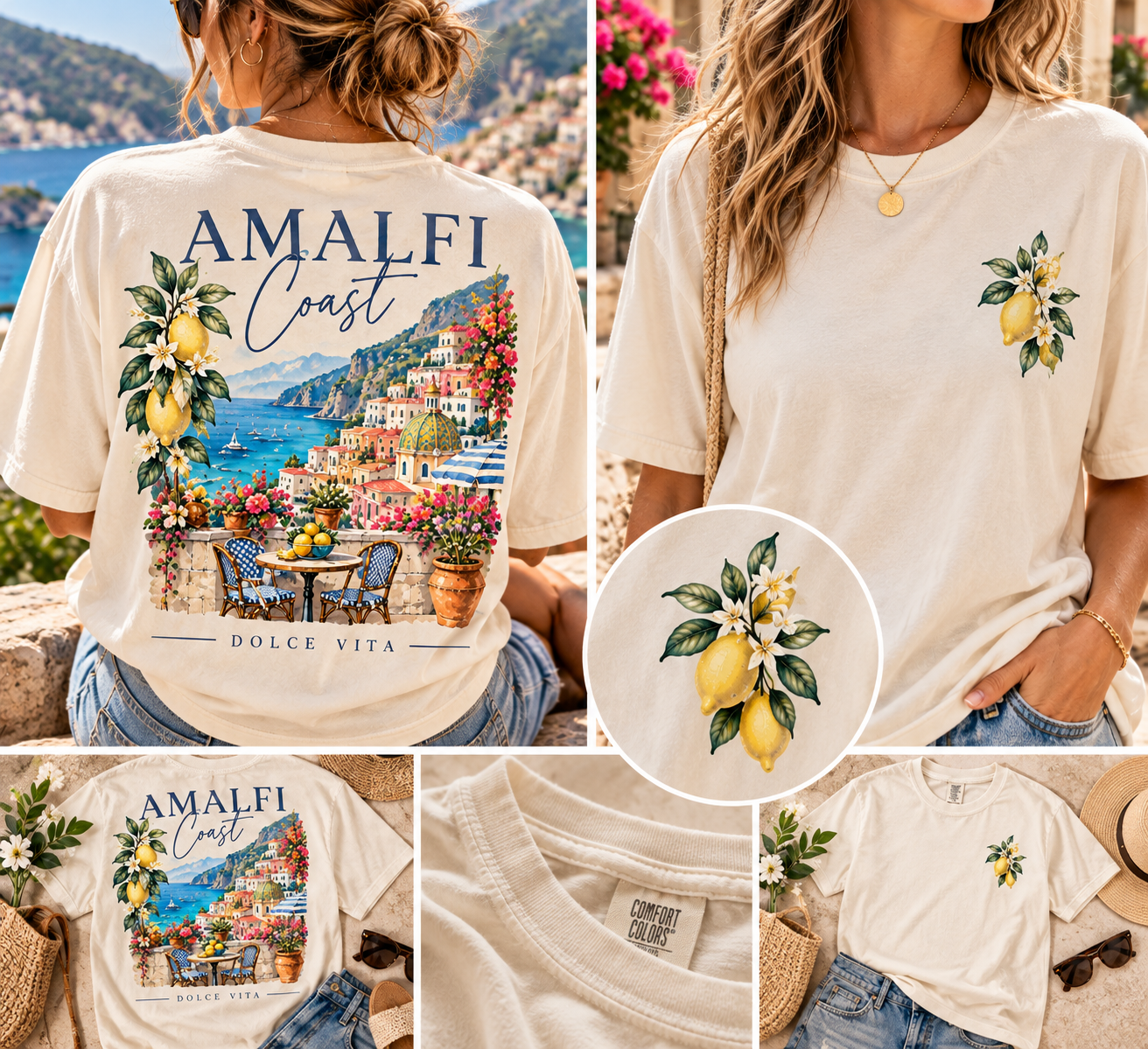 Amalfi Coast Italy Graphic T-Shirt | Italian Summer Travel Tee | Mediterranean Coastal Inspired Shirt | European Vacation Apparel | Gildan Unisex Tee